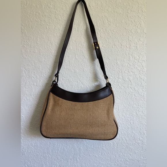 Vintage Etienne Aigner Woven Tan and Brown Purse - Picture 4 of 5